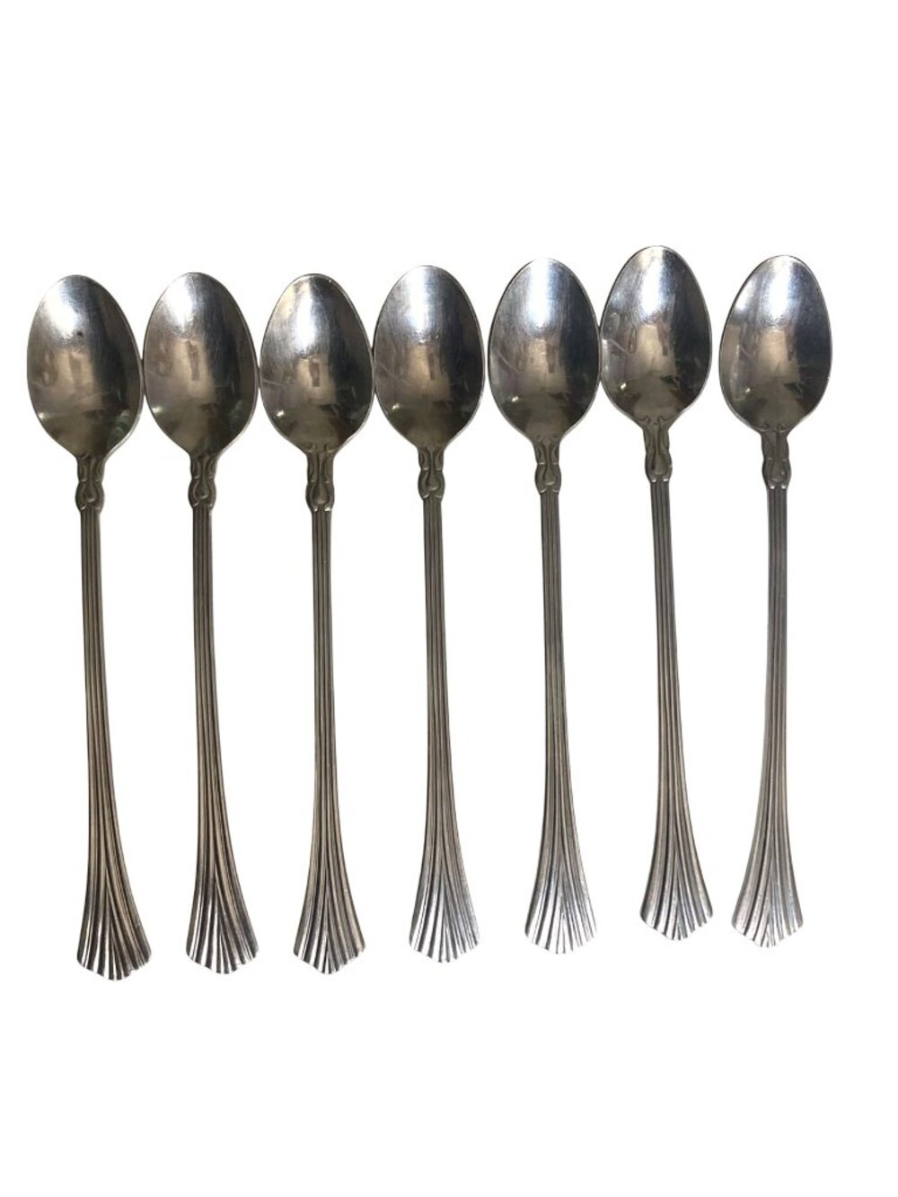Washington Forge Neptune Stainless Iced Tea Spoons Lot of 7 WF Glossy Korea